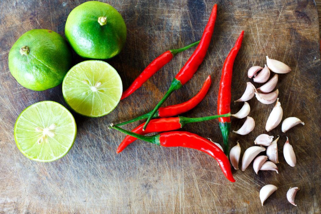 garlic, chili and lime